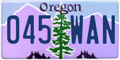 OR license plate 045WAN
