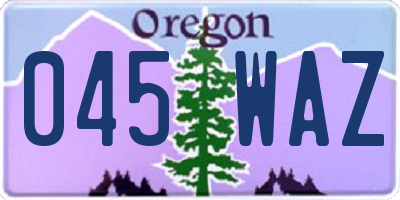 OR license plate 045WAZ