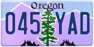 OR license plate 045YAD