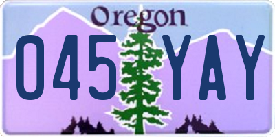 OR license plate 045YAY