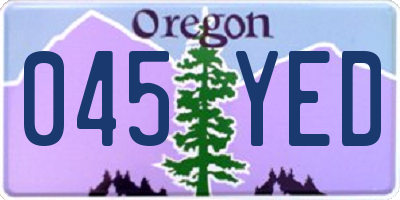 OR license plate 045YED