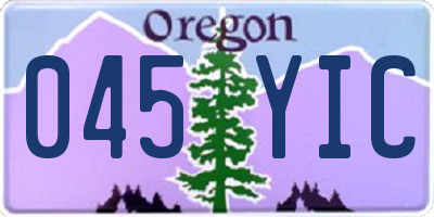 OR license plate 045YIC