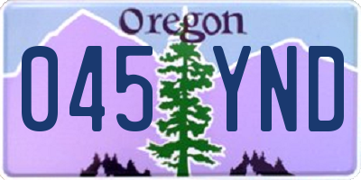 OR license plate 045YND