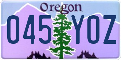 OR license plate 045YOZ