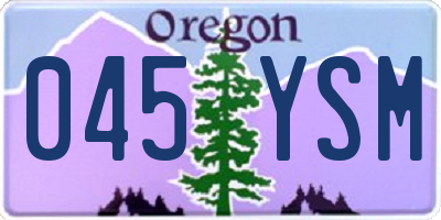 OR license plate 045YSM