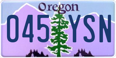 OR license plate 045YSN