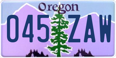 OR license plate 045ZAW