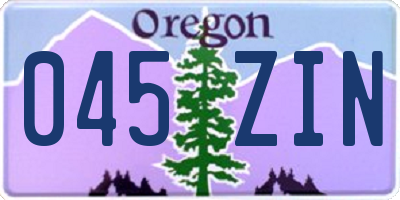 OR license plate 045ZIN