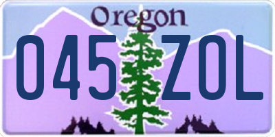 OR license plate 045ZOL