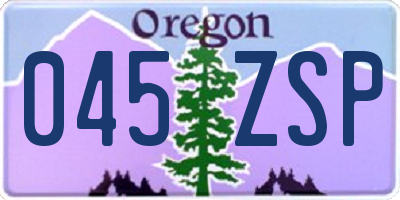 OR license plate 045ZSP