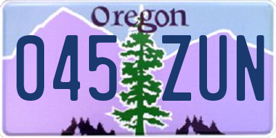 OR license plate 045ZUN