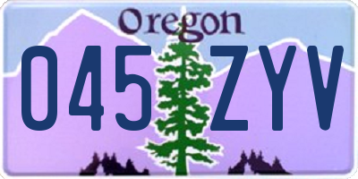 OR license plate 045ZYV