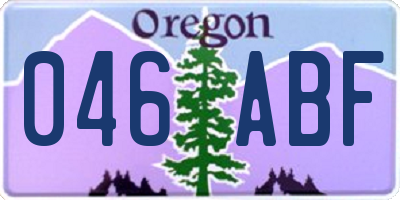 OR license plate 046ABF