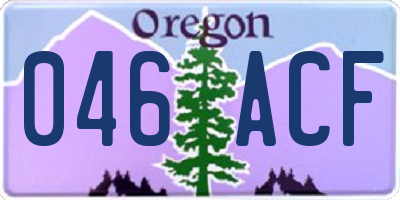 OR license plate 046ACF