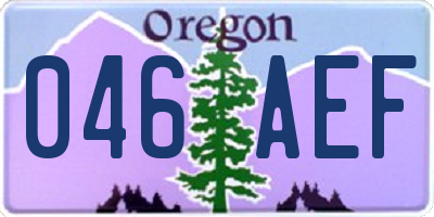 OR license plate 046AEF