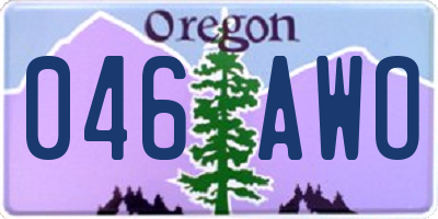 OR license plate 046AWO