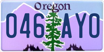 OR license plate 046AYO
