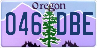 OR license plate 046DBE