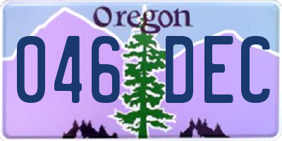 OR license plate 046DEC