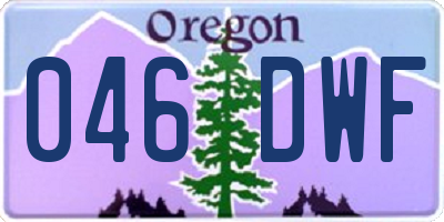 OR license plate 046DWF