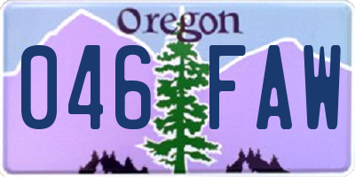 OR license plate 046FAW