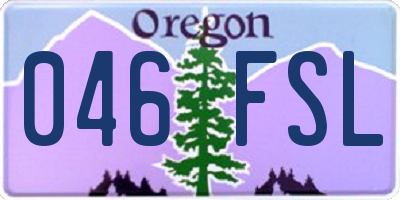 OR license plate 046FSL