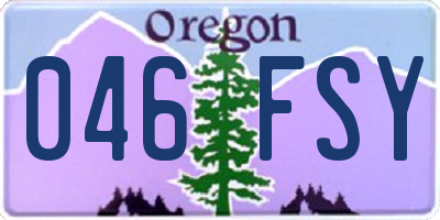 OR license plate 046FSY