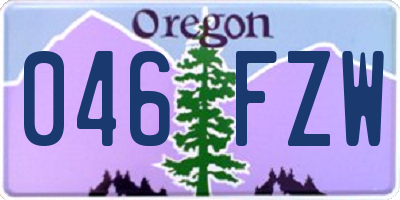OR license plate 046FZW