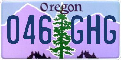 OR license plate 046GHG