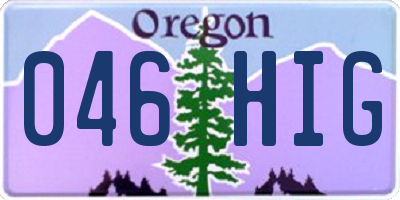 OR license plate 046HIG