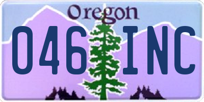 OR license plate 046INC