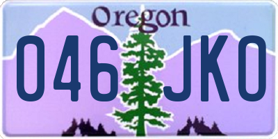 OR license plate 046JKO