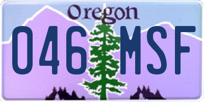 OR license plate 046MSF