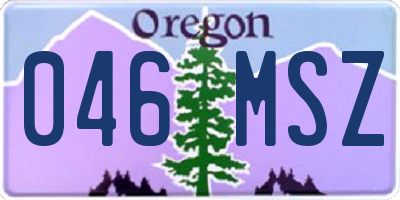 OR license plate 046MSZ