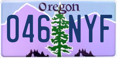 OR license plate 046NYF