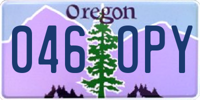 OR license plate 046OPY
