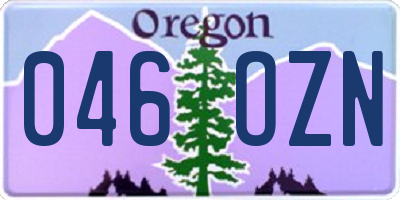 OR license plate 046OZN