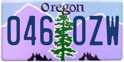 OR license plate 046OZW