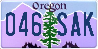 OR license plate 046SAK