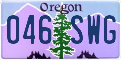 OR license plate 046SWG