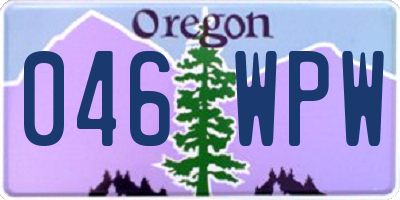 OR license plate 046WPW
