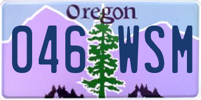 OR license plate 046WSM