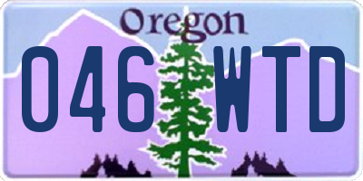 OR license plate 046WTD