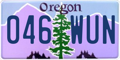 OR license plate 046WUN