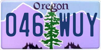 OR license plate 046WUY