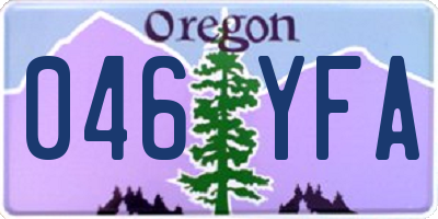 OR license plate 046YFA