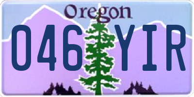 OR license plate 046YIR