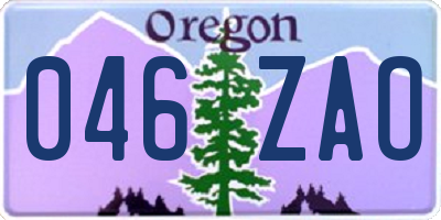 OR license plate 046ZAO