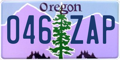 OR license plate 046ZAP