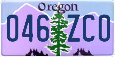 OR license plate 046ZCO